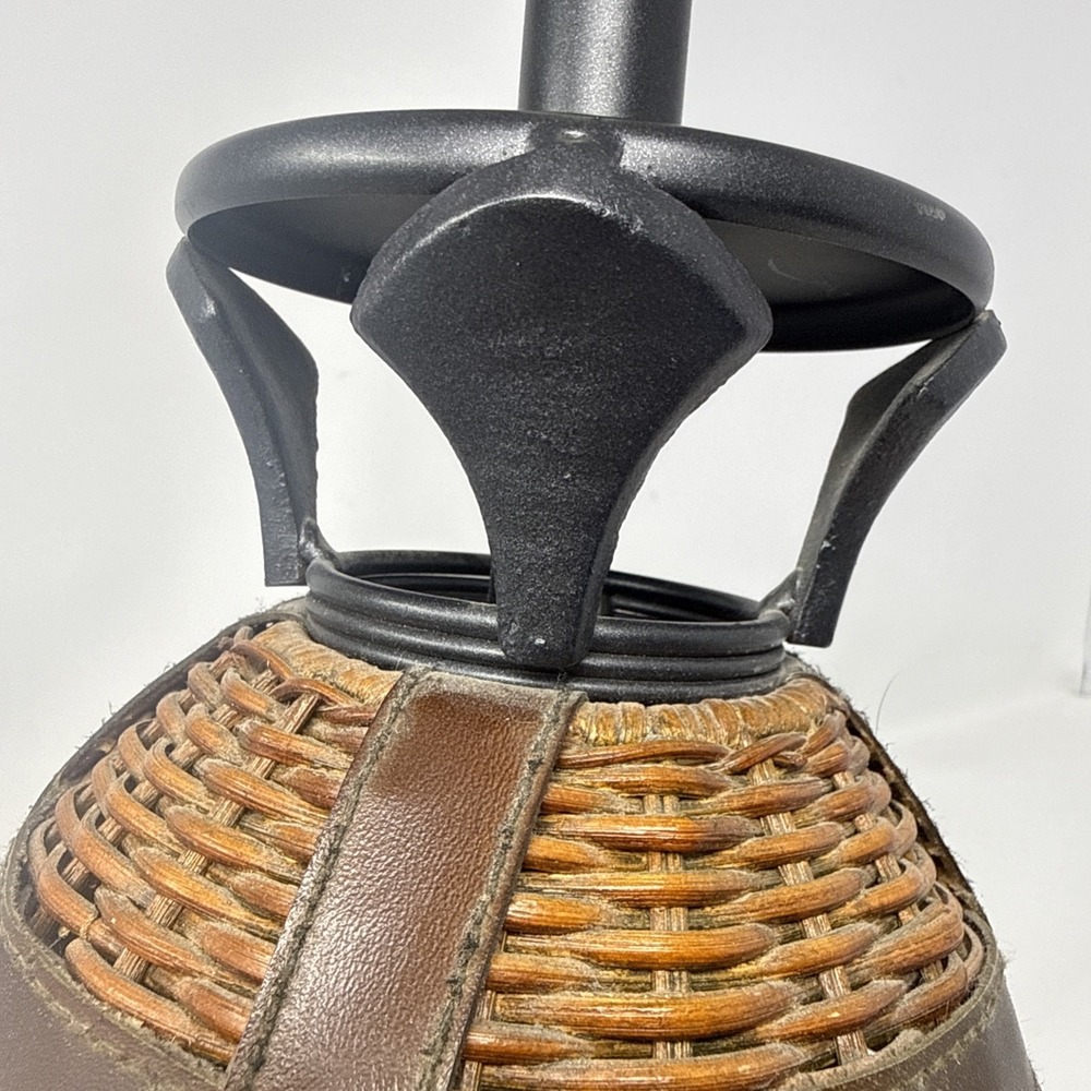 Vintage Rattan Wicker Bamboo Table Lamp Light Cottage core Teaky Boho Brown - Picture 12 of 16
